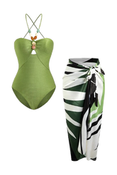 Beachdiva - Green swimwear with Sarong