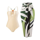 Beachdiva - Premium_Beige_swimwear with Sarong