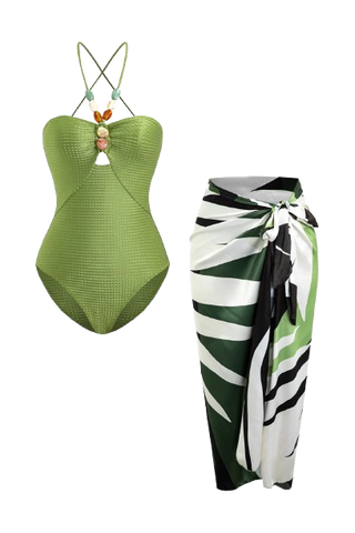 Beachdiva - Green swimwear with Sarong