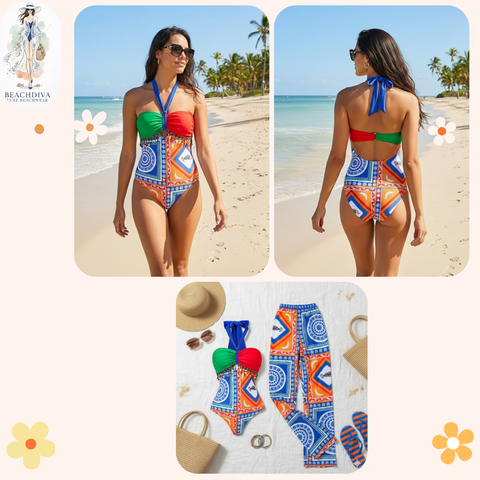 Colourful Swimware With Tranparent colourful Pant