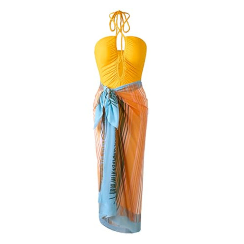Yellow Monokini with Sarong