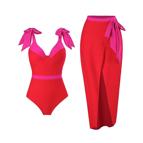 Pink and orange Swimwear with Sarong