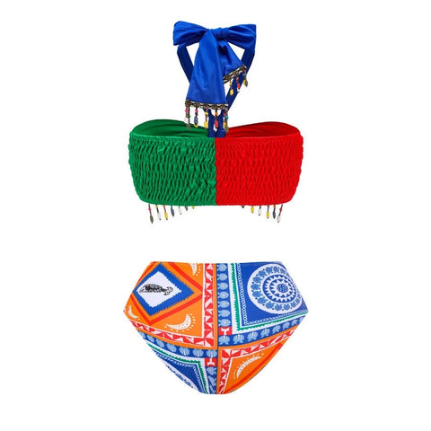 Multi colour bikini with  transparent  Pants