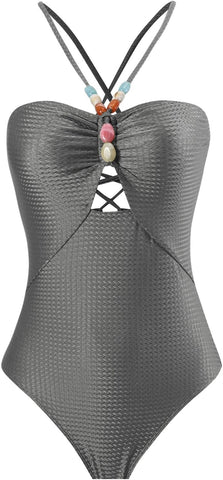 Beachdiva - Grey swimwear with Sarong
