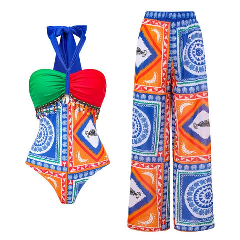 Colourful Swimware With Tranparent colourful Pant