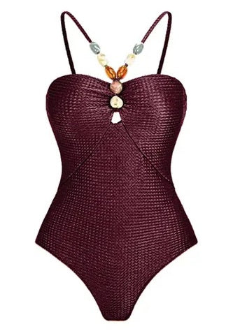 Beachdiva - Maroon swimwear with Sarong