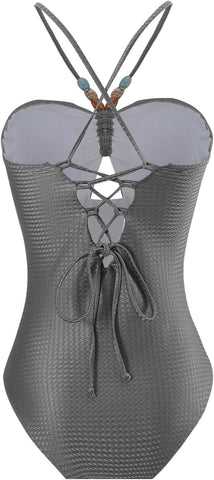 Beachdiva - Grey swimwear with Sarong