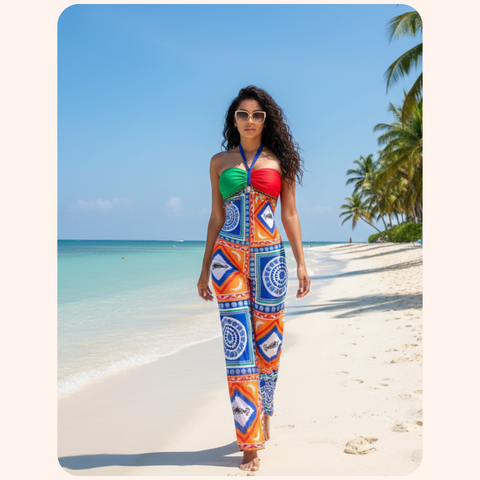 Colourful Swimware With Tranparent colourful Pant
