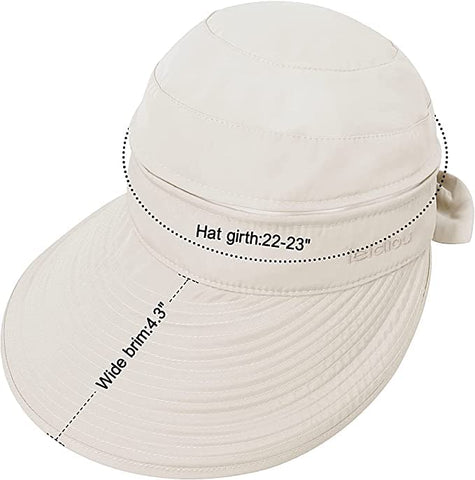 Nude Wide Large Brim Sun Hat Summer UV Protection for beach Thin Hat 2 in 1 Beach Sun Hat