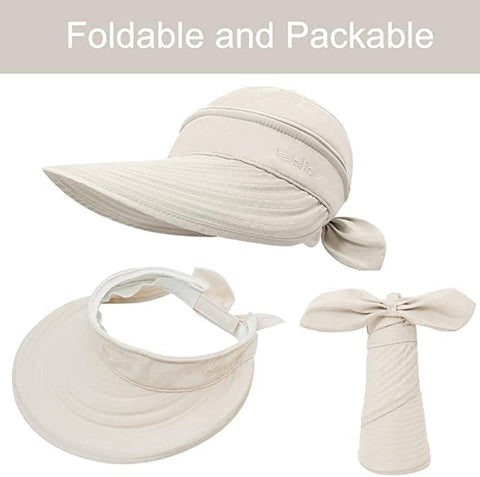 Nude Wide Large Brim Sun Hat Summer UV Protection for beach Thin Hat 2 in 1 Beach Sun Hat