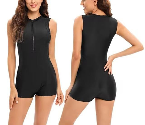 Black Swimwear with Front Zip