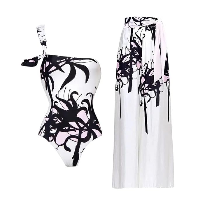 White & Pink Swimwear with Tranparent Pant