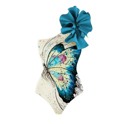 Butterfly Print Monokini With Sarong