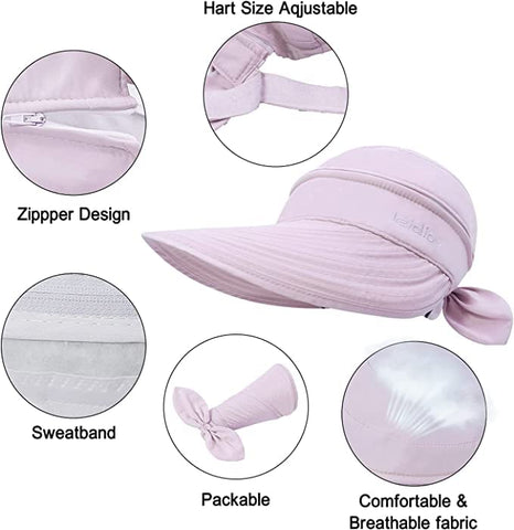 Large Brim Sun Hat Summer UV Protection for beach Thin Hat 2 in 1 Beach Sun Hat (Copy)