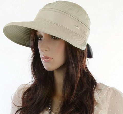 Nude Wide Large Brim Sun Hat Summer UV Protection for beach Thin Hat 2 in 1 Beach Sun Hat