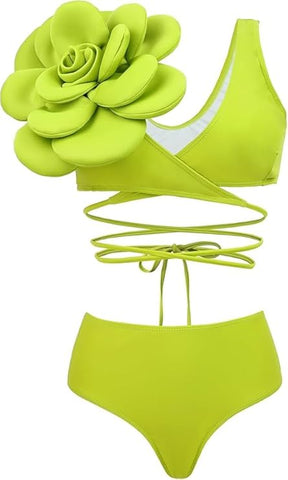 Neon Flower Bikini with Sarong
