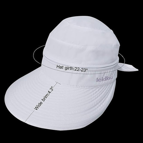 White Large Brim Sun Hat Summer UV Protection for beach Thin Hat 2 in 1 Beach Sun Hat