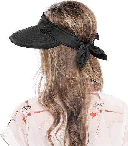 Black Wide Large Brim Sun Hat Summer UV Protection for beach Thin Hat 2 in 1 Beach Sun Hat