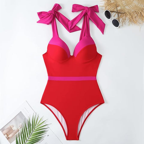 Pink and orange Swimwear with Sarong
