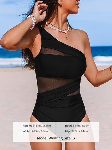 Black Net Cut out Swimwear
