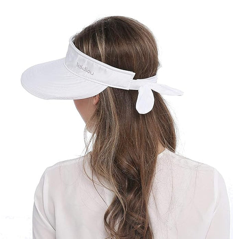 White Large Brim Sun Hat Summer UV Protection for beach Thin Hat 2 in 1 Beach Sun Hat