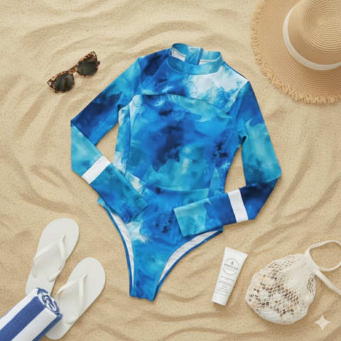 Blue Swimsuit With Back ZIP