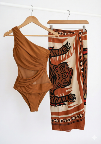 Orange Swimwear with sarong