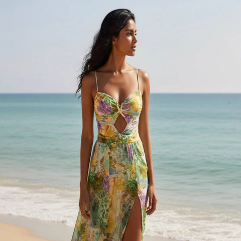 Beachdiva's  Premium_starfish_multicolour Swimwear with Sarong Skirt