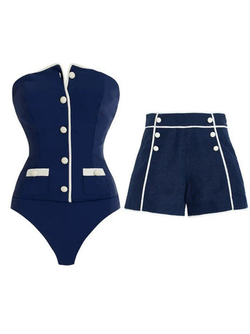 Blue Swimwear with Shorts