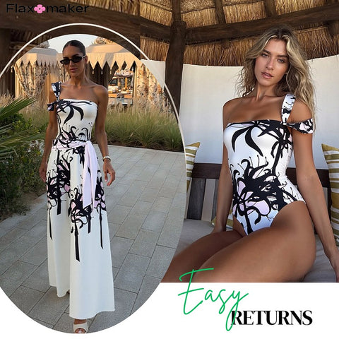 White & Pink Swimwear with Tranparent Pant
