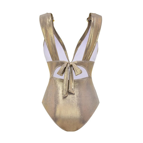 Gold Shimmer Swimwear With SKIRT