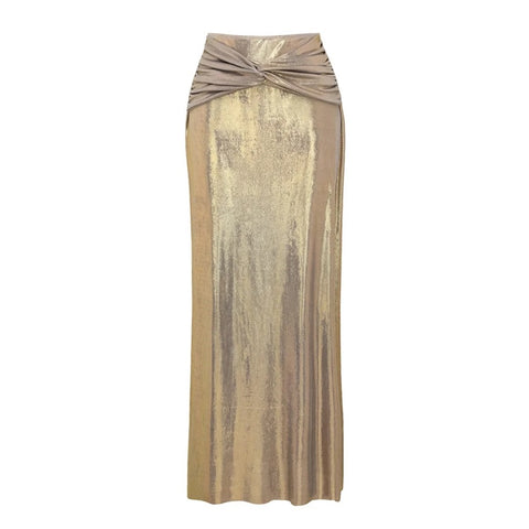 Gold Shimmer Swimwear With SKIRT