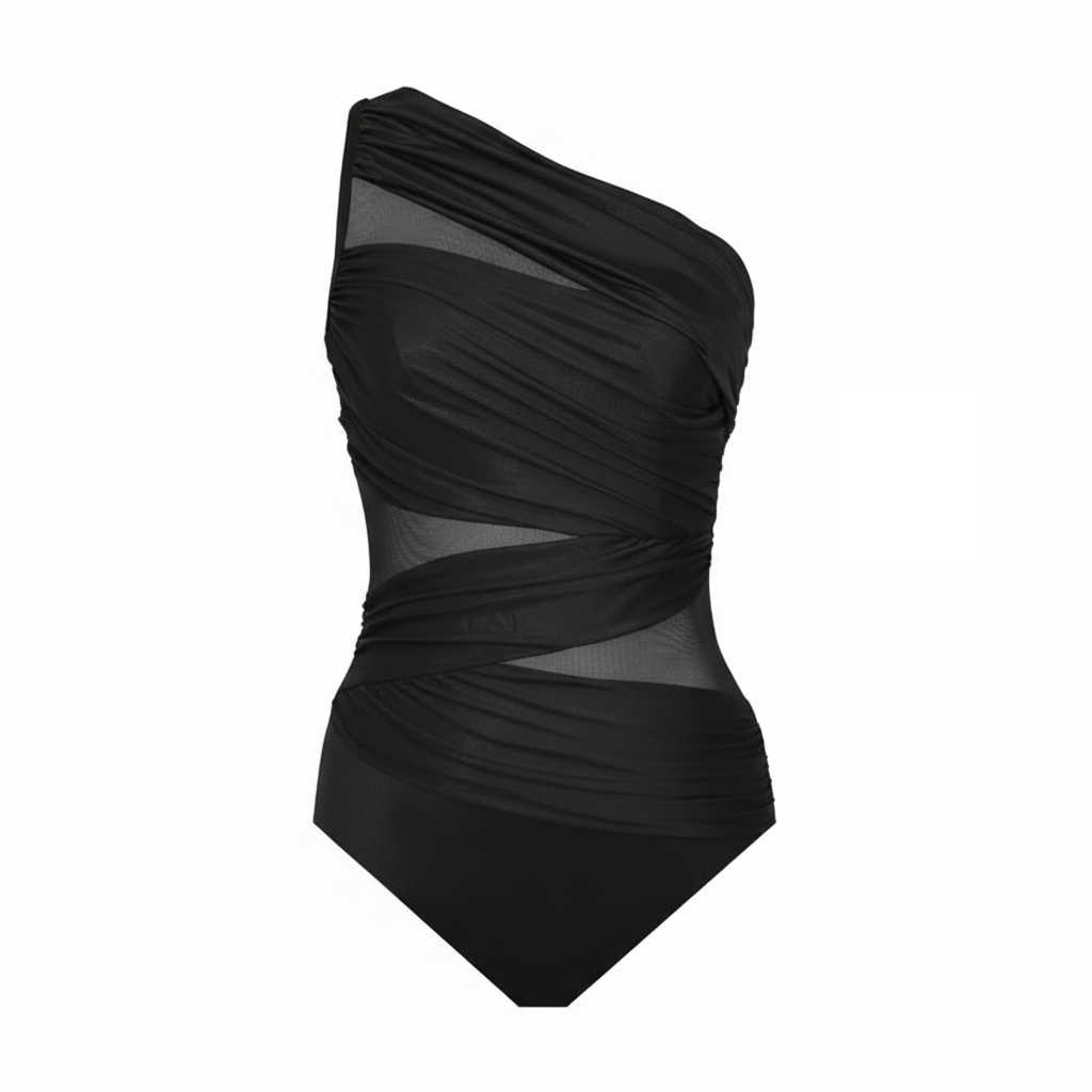 Black Net Cut out Swimwear